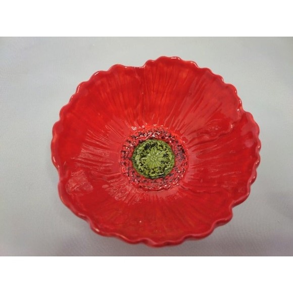 EUC RARE Fleur Rouge by Nanette Vacher Red Peony Bowl 5 1/4" - Picture 1 of 3